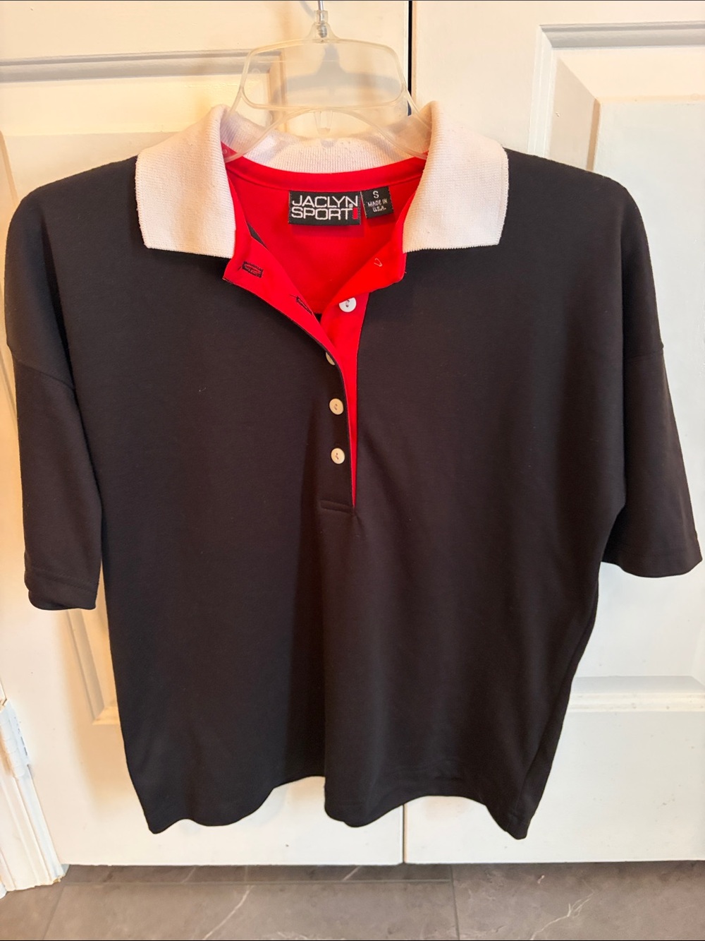Black, White and Red Short Sleeve Polo Shirt